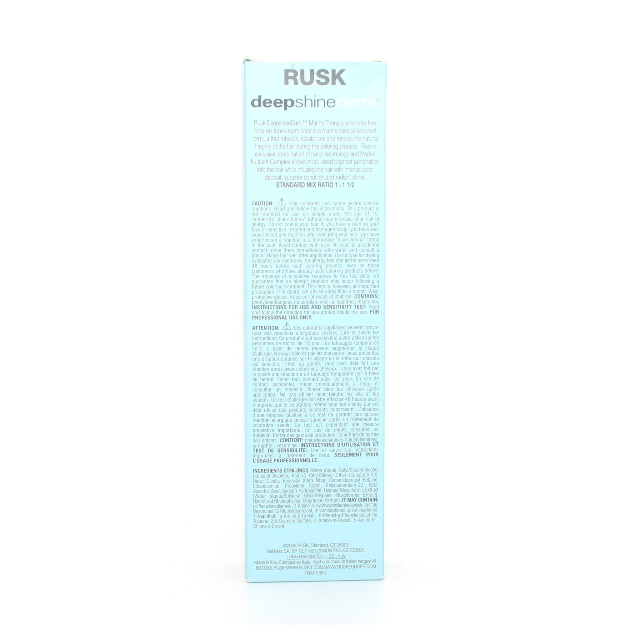 Rusk Deep Shine Demi Permanent Ammonia Free Tone on Tone Cream Color 3.4 oz