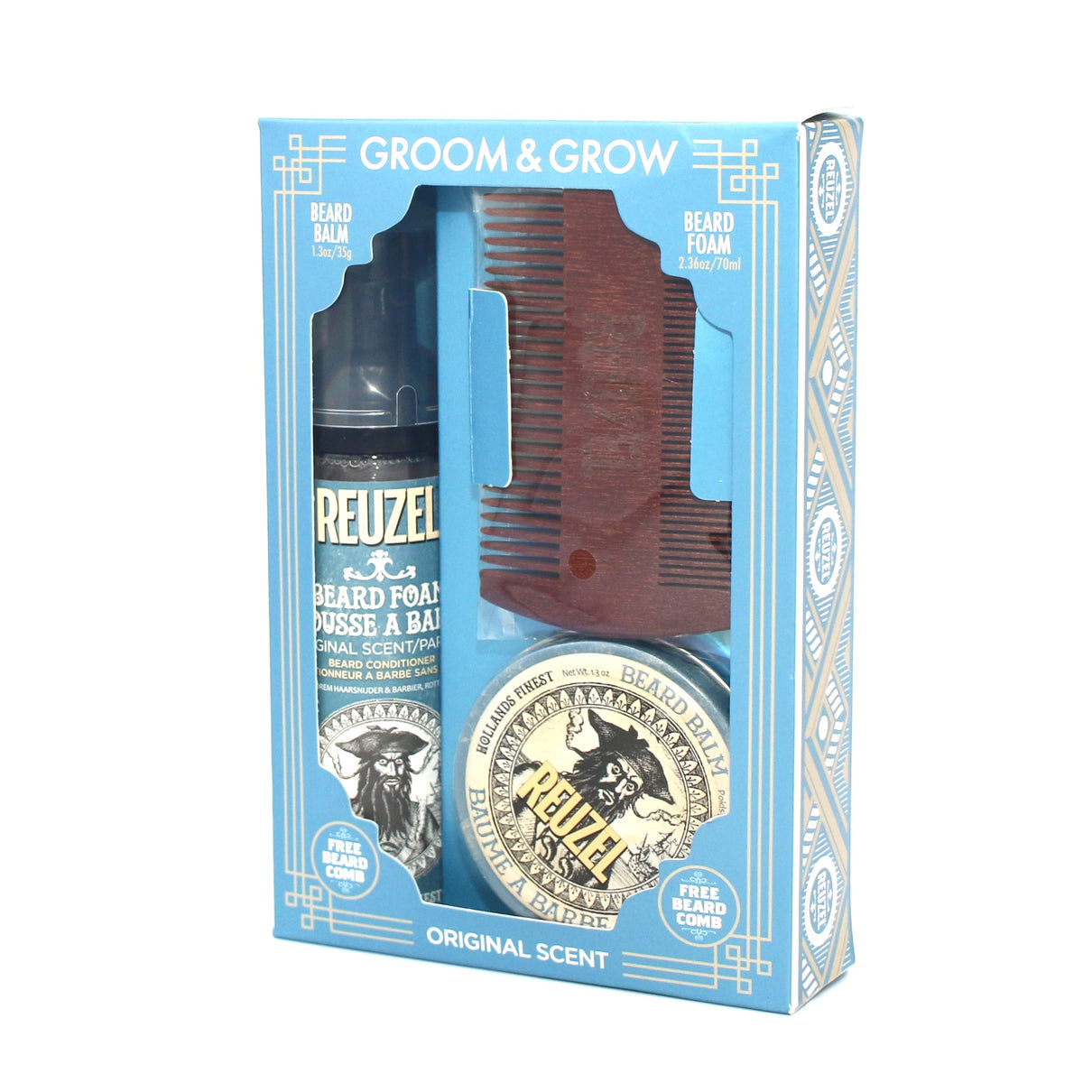 Reuzel Groom &amp; Grow Original Scent Beard Foam Beard Balm with Beard Comb