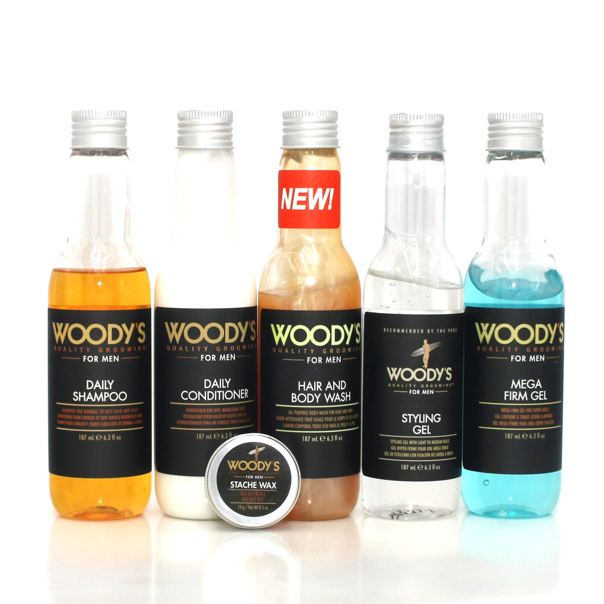 WODDYS for Men Daily Shampoo and Conditioner Body Wash, Styling &amp; Mega Firm Gel