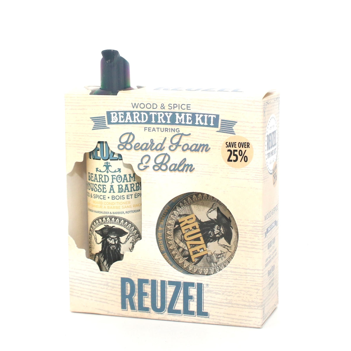 Reuzel Wood &amp; Spice Beard Foam &amp; Balm Beard Try Me Kit