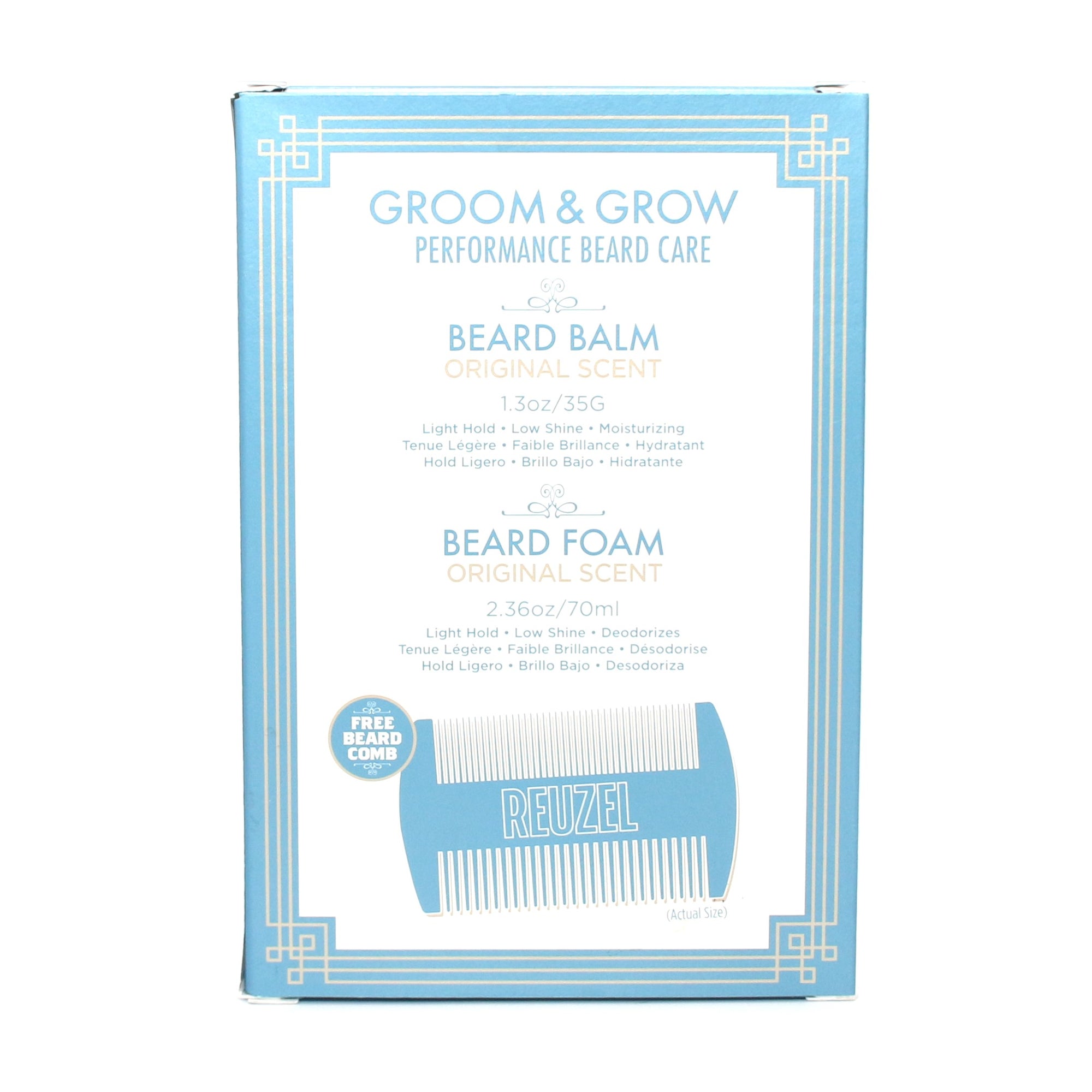 Reuzel Groom & Grow Original Scent Beard Foam Beard Balm with Beard Comb