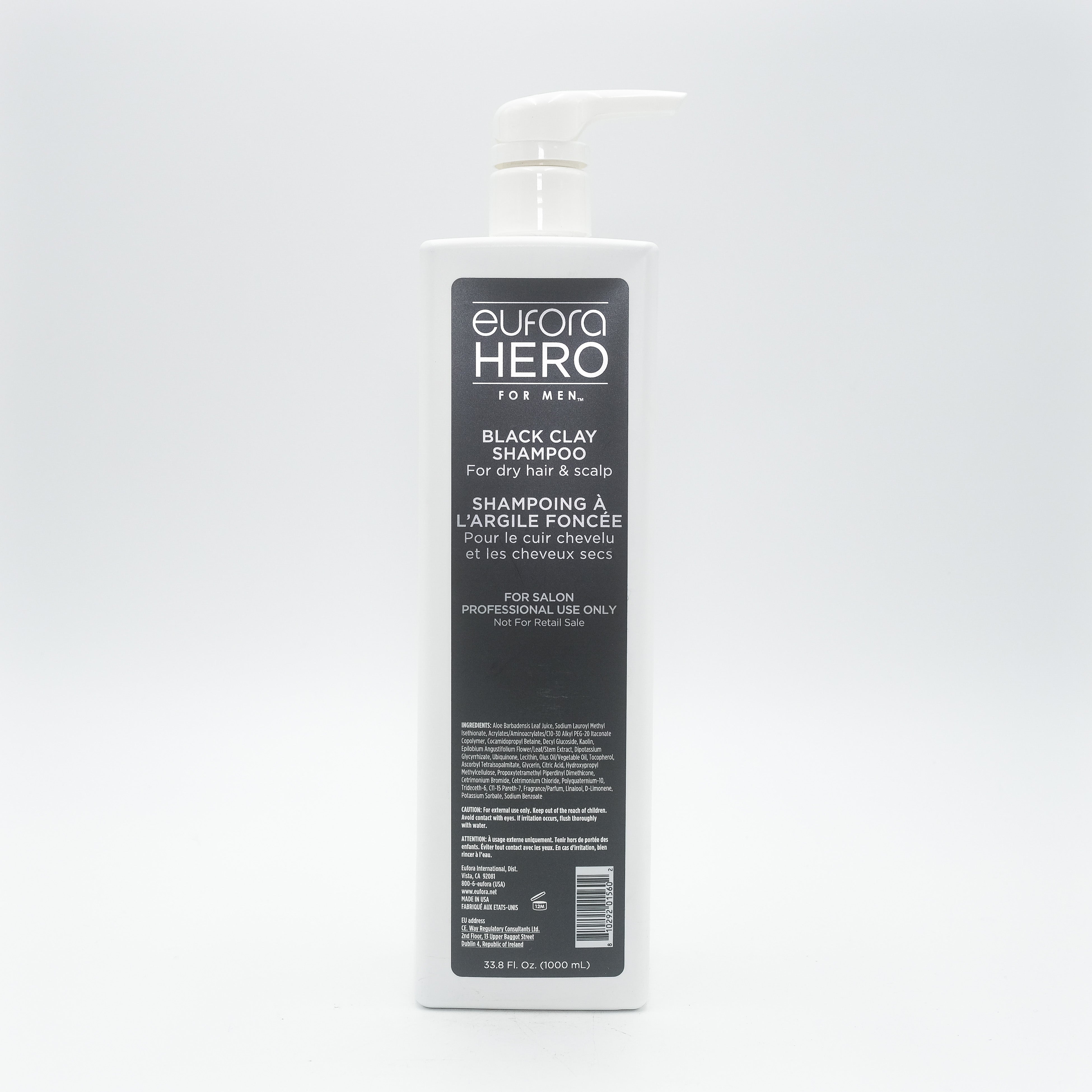 Eufora Hero for Men Black Clay Shampoo for Dry Hair and Scalp 33.8 oz